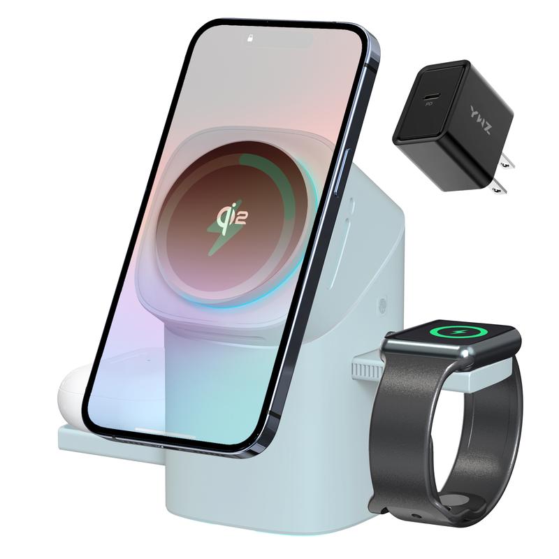 YWZ Qi2 3-in-1 Magnetic Wireless Charger for iPhone, Watch & AirPods